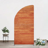 Aperturee - Aperturee Simple Brown Wooden Happy Birthday Half Moon Arch Backdrop